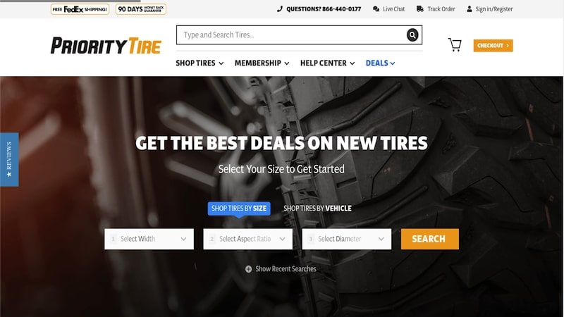 Priority Tire homepage