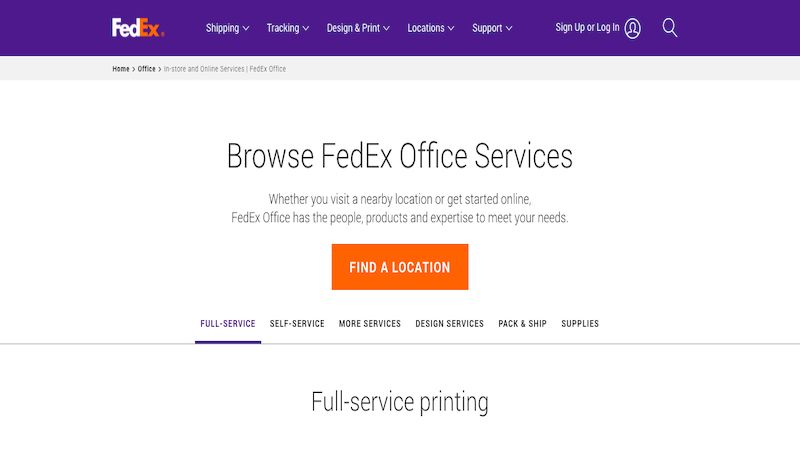 FedEx/Kinkos home page