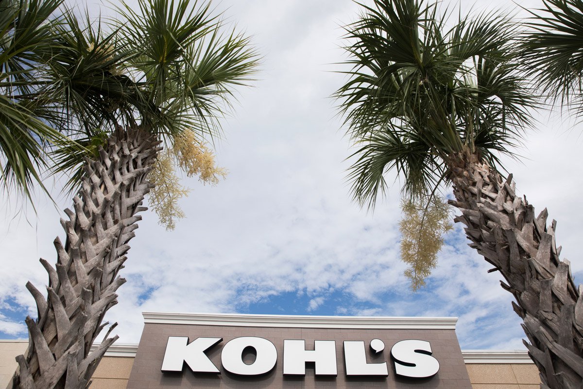 The exterior of a Kohls store. 