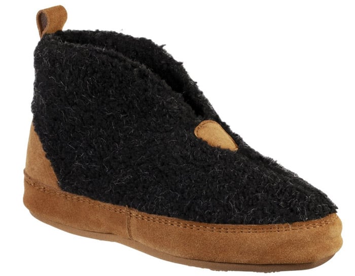 A black and brown boot slipper from Acorn. 
