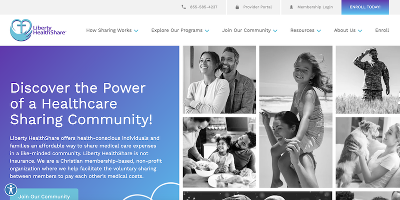 Liberty Healthshare home page