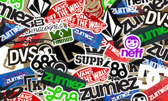 Examples of Zumiez stickers that they give out
