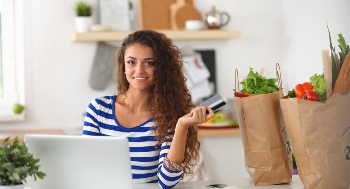 Woman doing her food shopping online