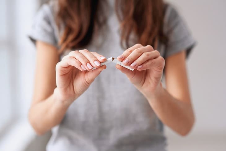 Woman deciding to stop smoking